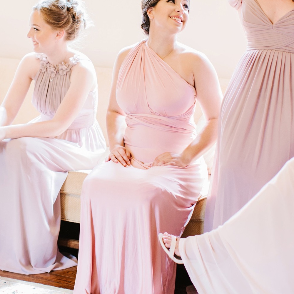 Lulus Blush Bridesmaid multi-way dress